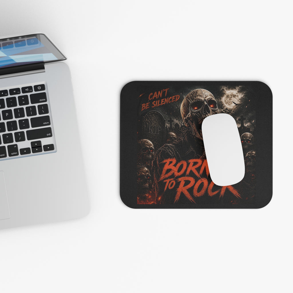 Mouse Pad — "Born to Rock" Skeleton Metal Gaming Desk Mat