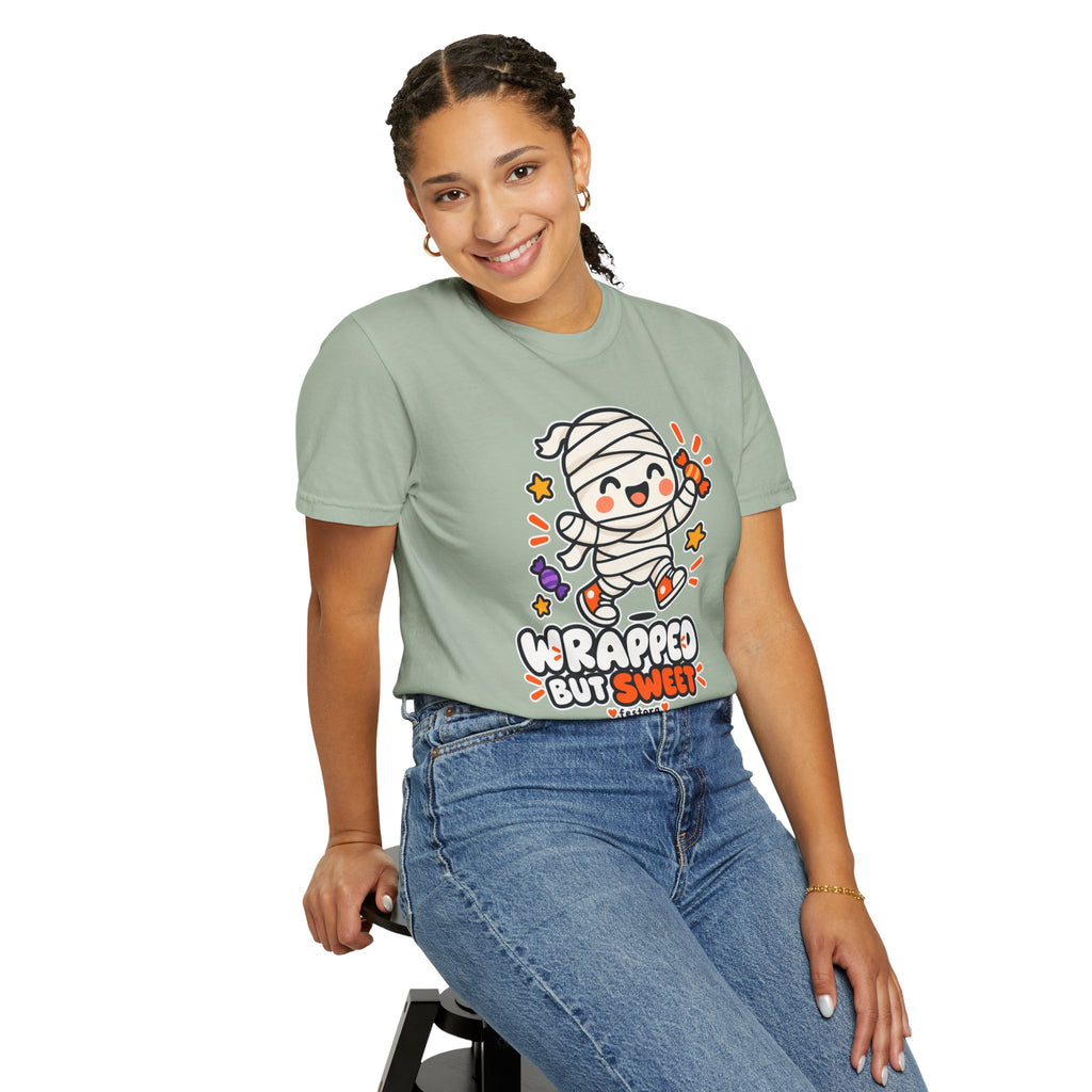 Wrapped but Sweet Halloween T-Shirt | Cute Mummy Graphic Tee