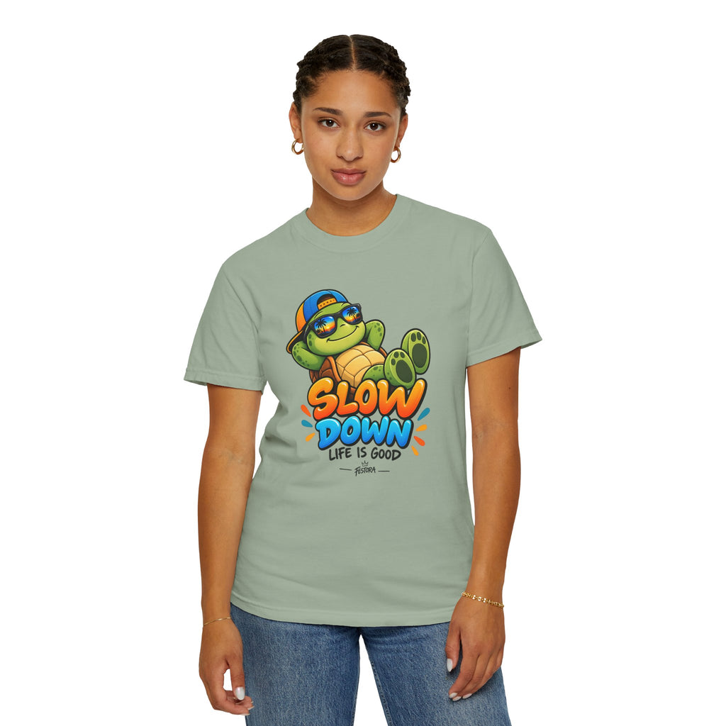 Slow Down, Life Is Good – Turtle Graphic T-Shirt | Festora Everyday
