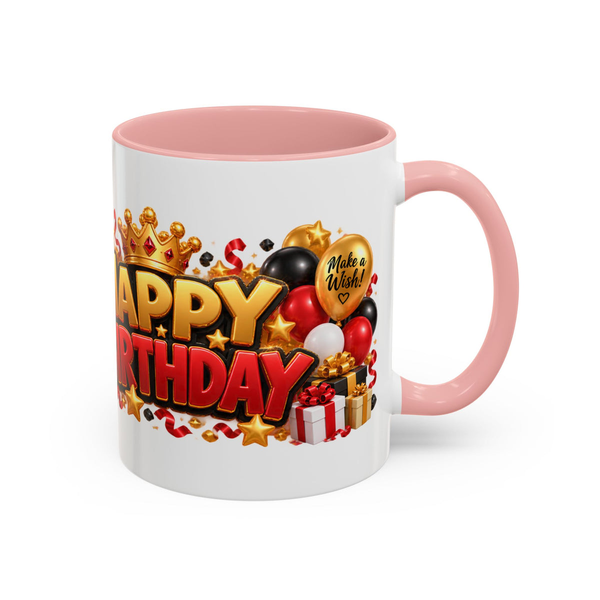 Happy Birthday Rhino Mug – Colorful 3D Birthday Gift – White Coffee Mug
