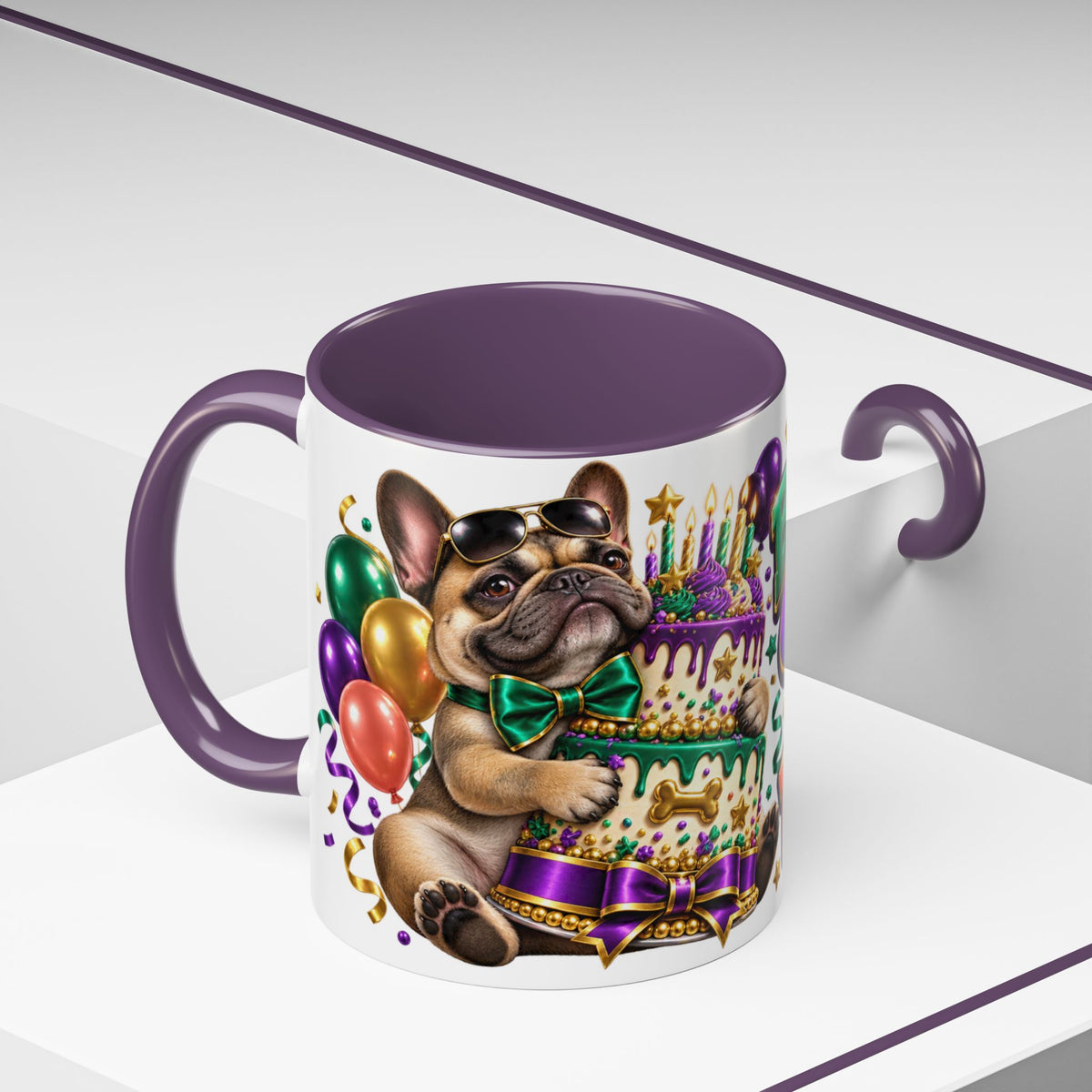 Built for Cake Born to Party French Bulldog White Mug