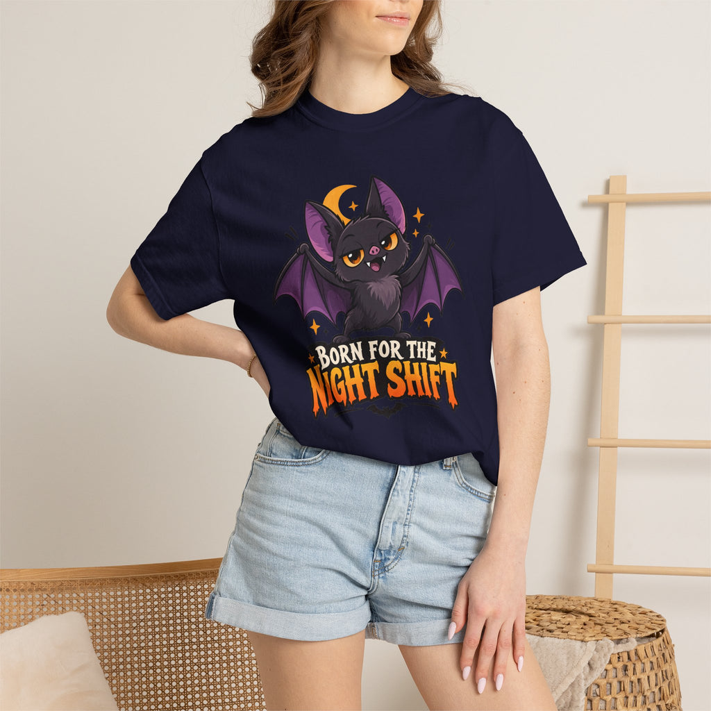 Born for the Night Shift – Cute Halloween Bat T-Shirt