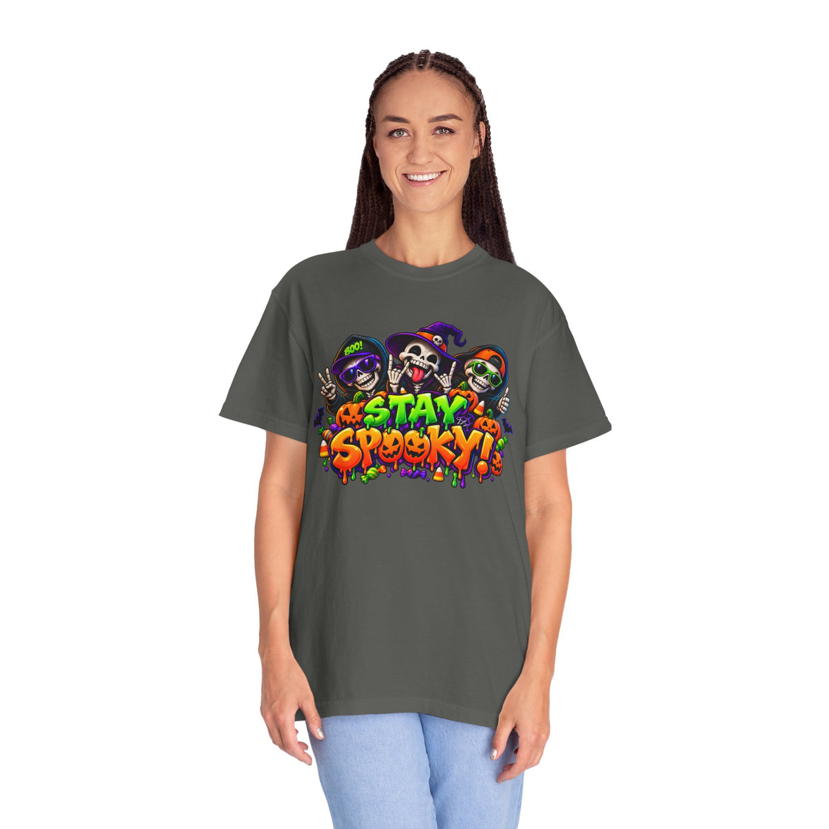 Stay Spooky Halloween T-Shirt – Funny Skeleton Crew Colorful Graphic Tee