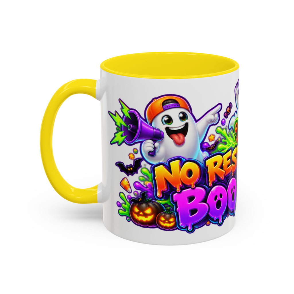 No Rest for the Boo Crew Crazy Ghosts Halloween White Mug