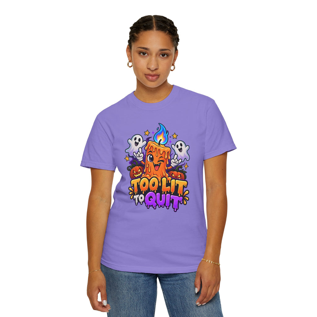 Too Lit to Quit – Funny Halloween Candle T-Shirt