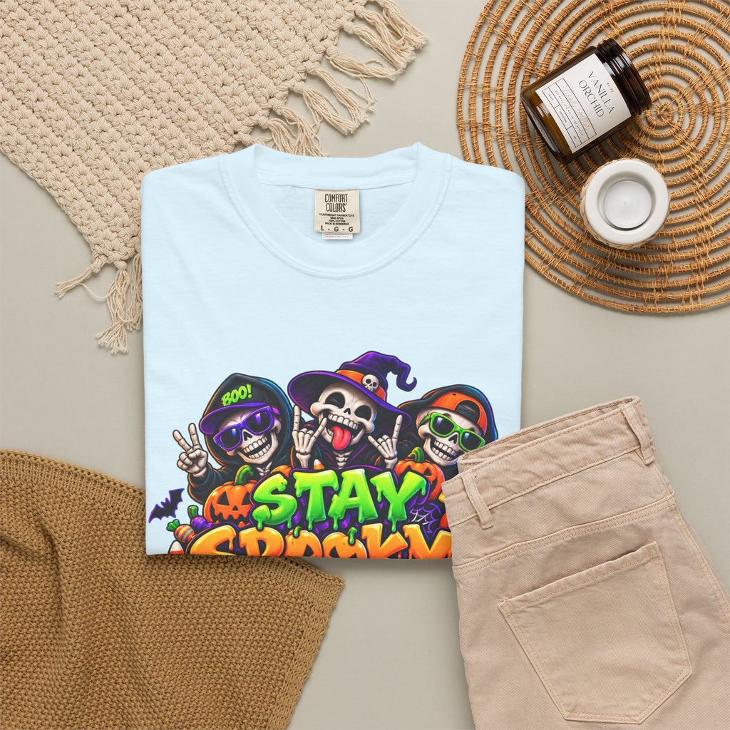 Stay Spooky Halloween T-Shirt – Funny Skeleton Crew Colorful Graphic Tee