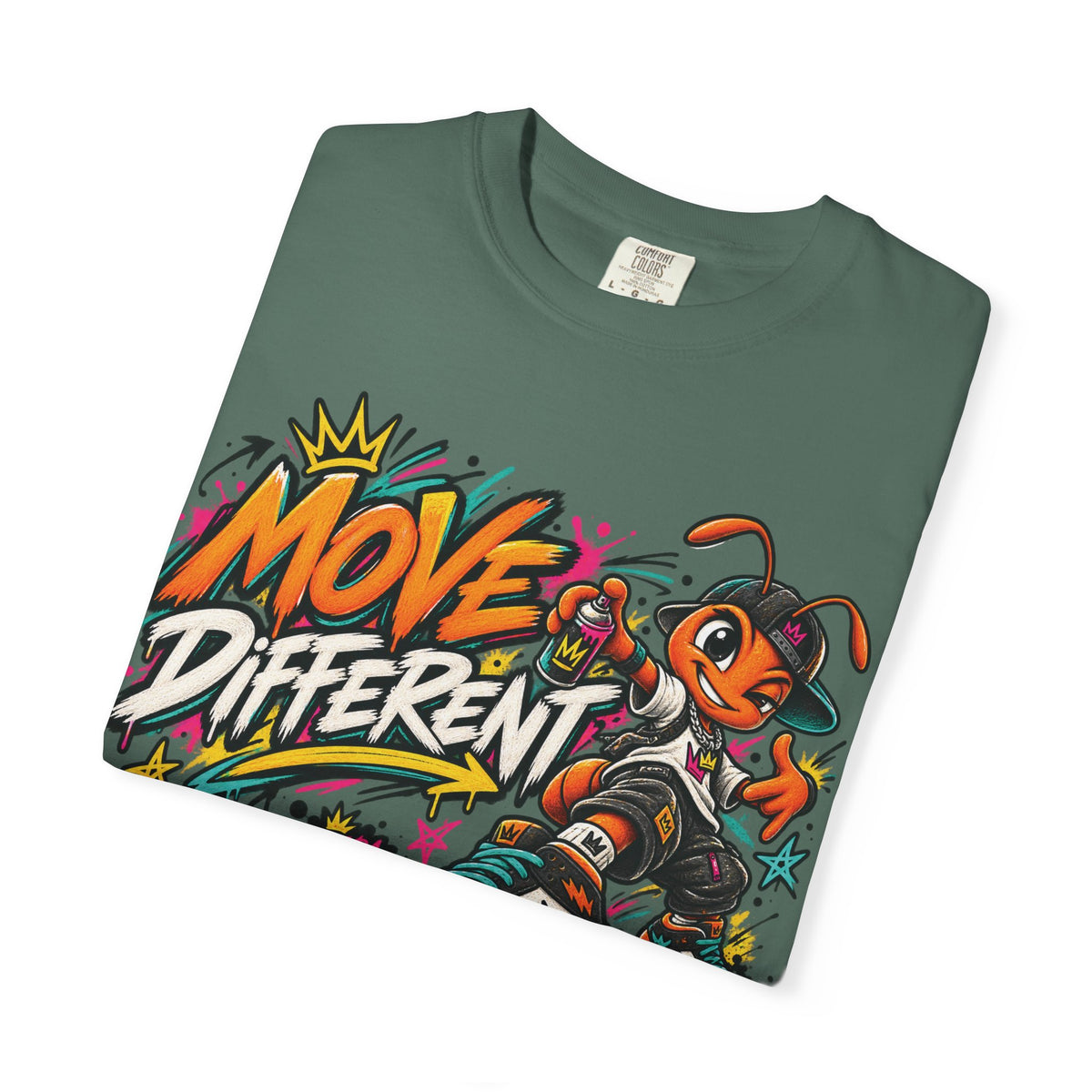 Move Different Graphic T-Shirt — Streetwear Skate Ant Mascot Design