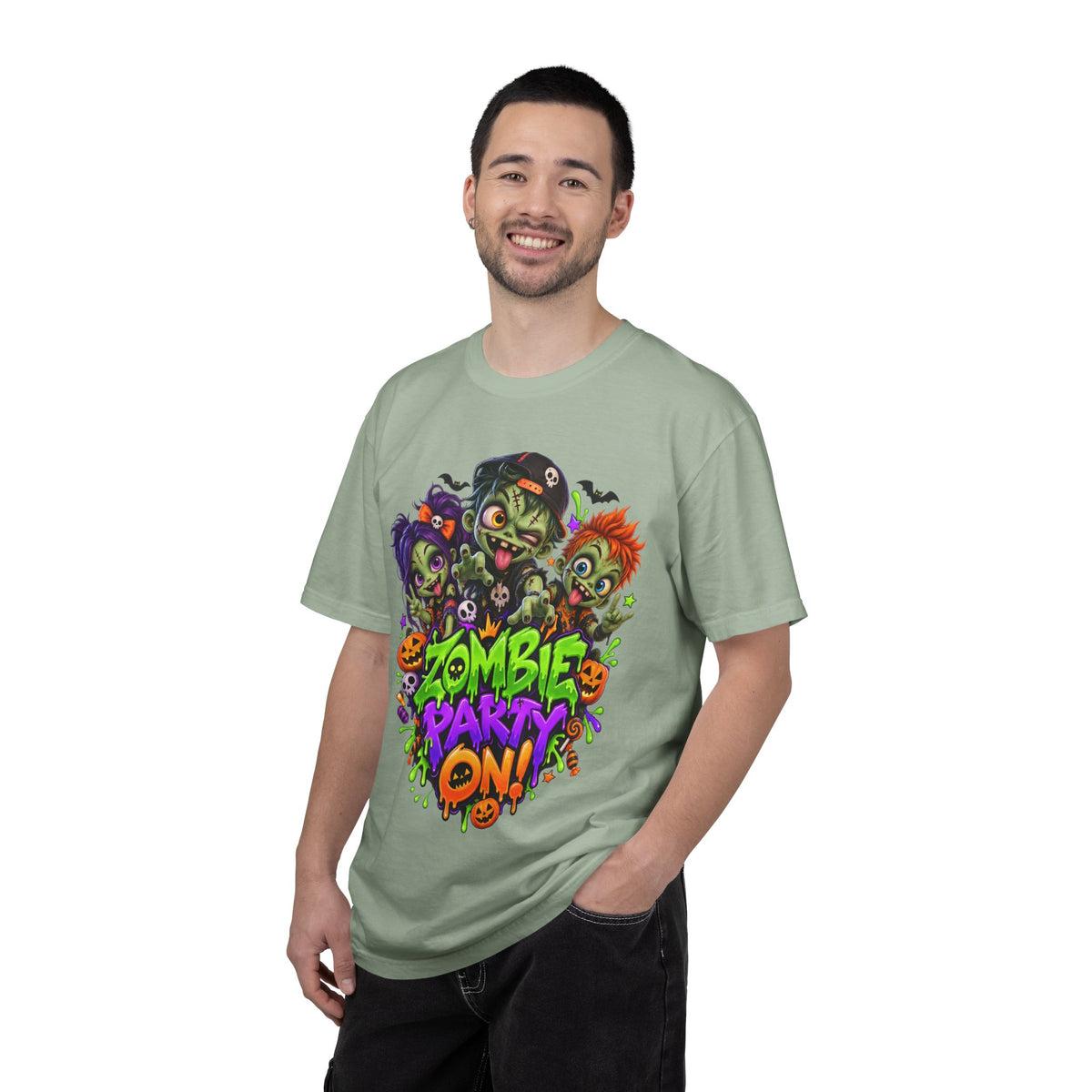 Zombie Party On! – Halloween Zombie Crew Graphic T-Shirt