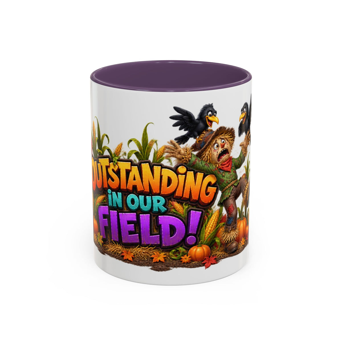 Outstanding in Our Field Funny Scarecrow Halloween White Mug