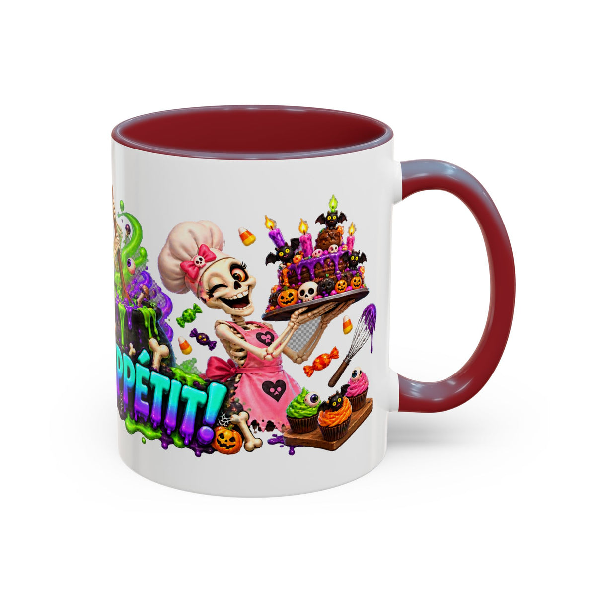 Bone Appetit Skeleton Chefs Halloween White Mug