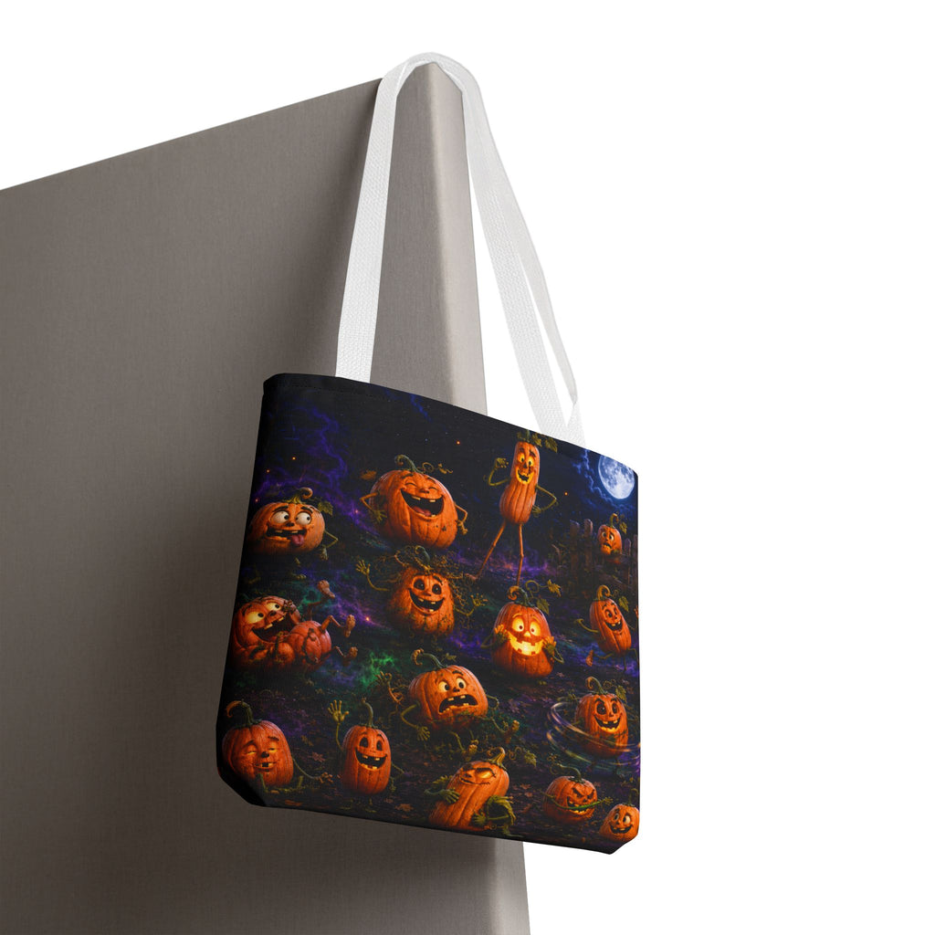 Halloween Pumpkin Patch Tote Bag — Spooky Jack-o'-Lantern All-Over Print