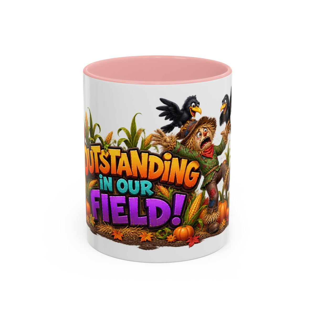Outstanding in Our Field Funny Scarecrow Halloween White Mug