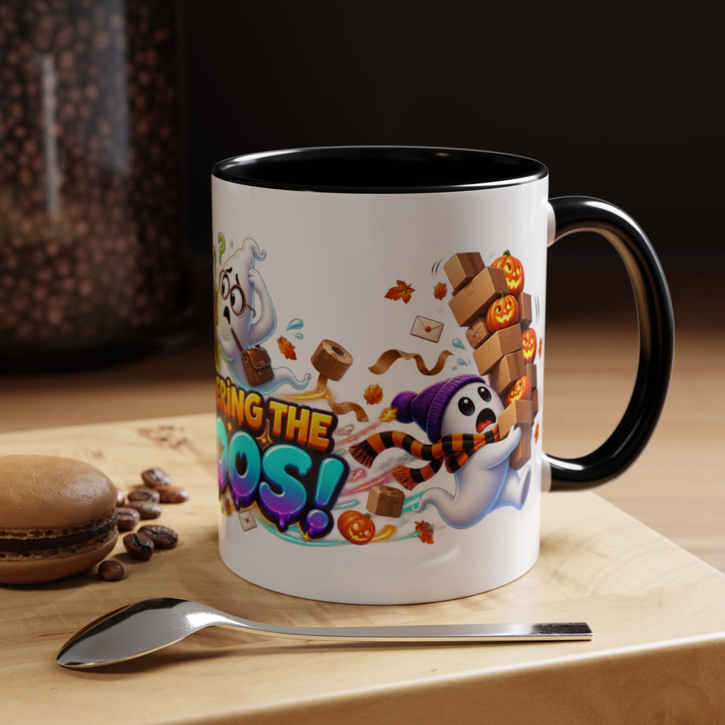 Delivering the Boos Ghost Delivery Halloween White Mug