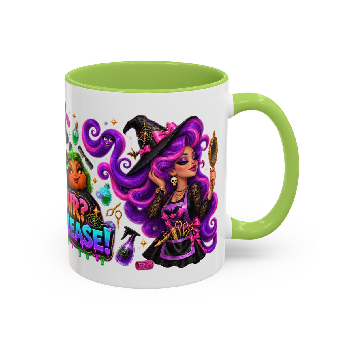 Bad Hair Witch Please Halloween Hairstylist White Mug