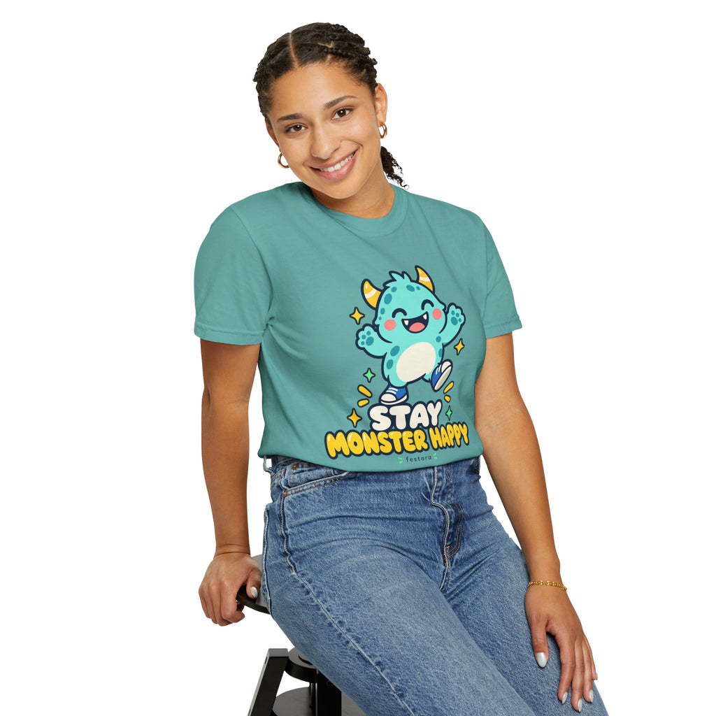 Stay Monster Happy – Cute Monster Graphic T-Shirt