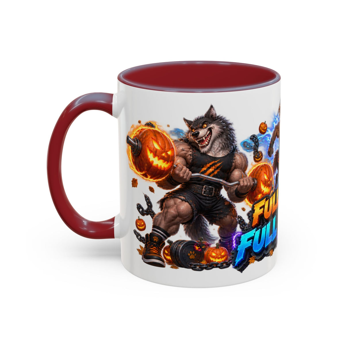 Full Moon Full Power Werewolf Gym Halloween White Mug