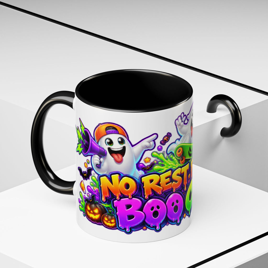 No Rest for the Boo Crew Crazy Ghosts Halloween White Mug