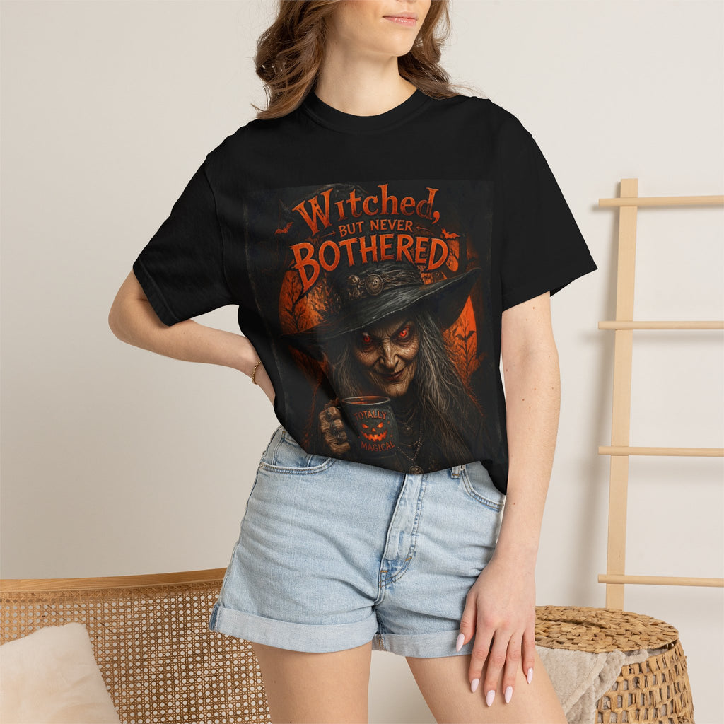 Witchy Coffee Halloween T-Shirt — "Witched But Never Bothered" Graphic Tee