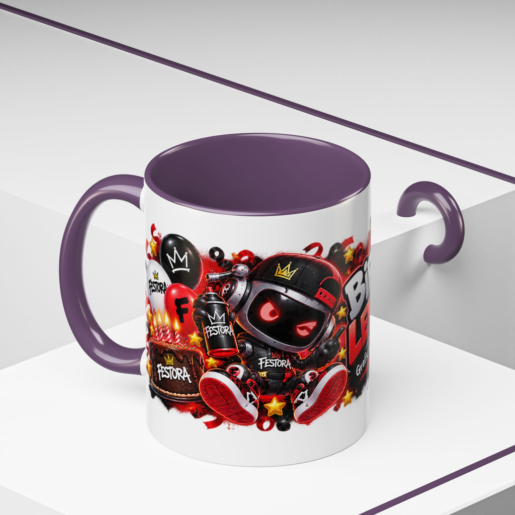 Festora Grafx Birthday Mug – Birthday Level Up Robot Coffee Cup
