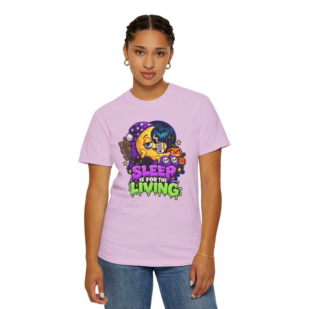 Sleep Is for the Living – Funny Halloween Moon T-Shirt
