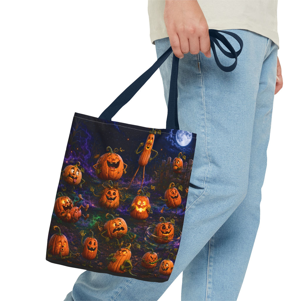 Halloween Pumpkin Patch Tote Bag — Spooky Jack-o'-Lantern All-Over Print