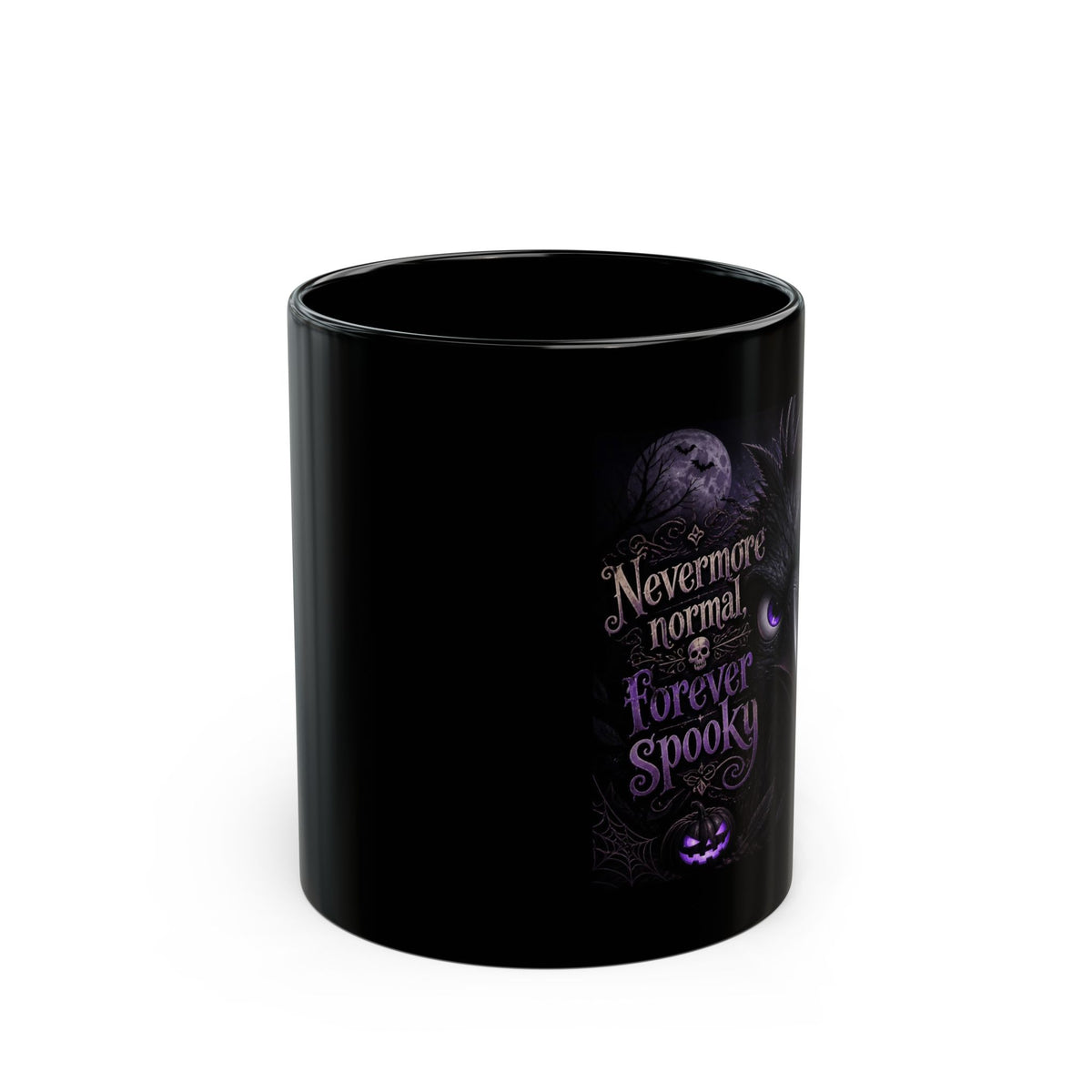 Forever Spooky Raven Black Mug — "Nevermore normal, Forever Spooky" Halloween Coffee Cup