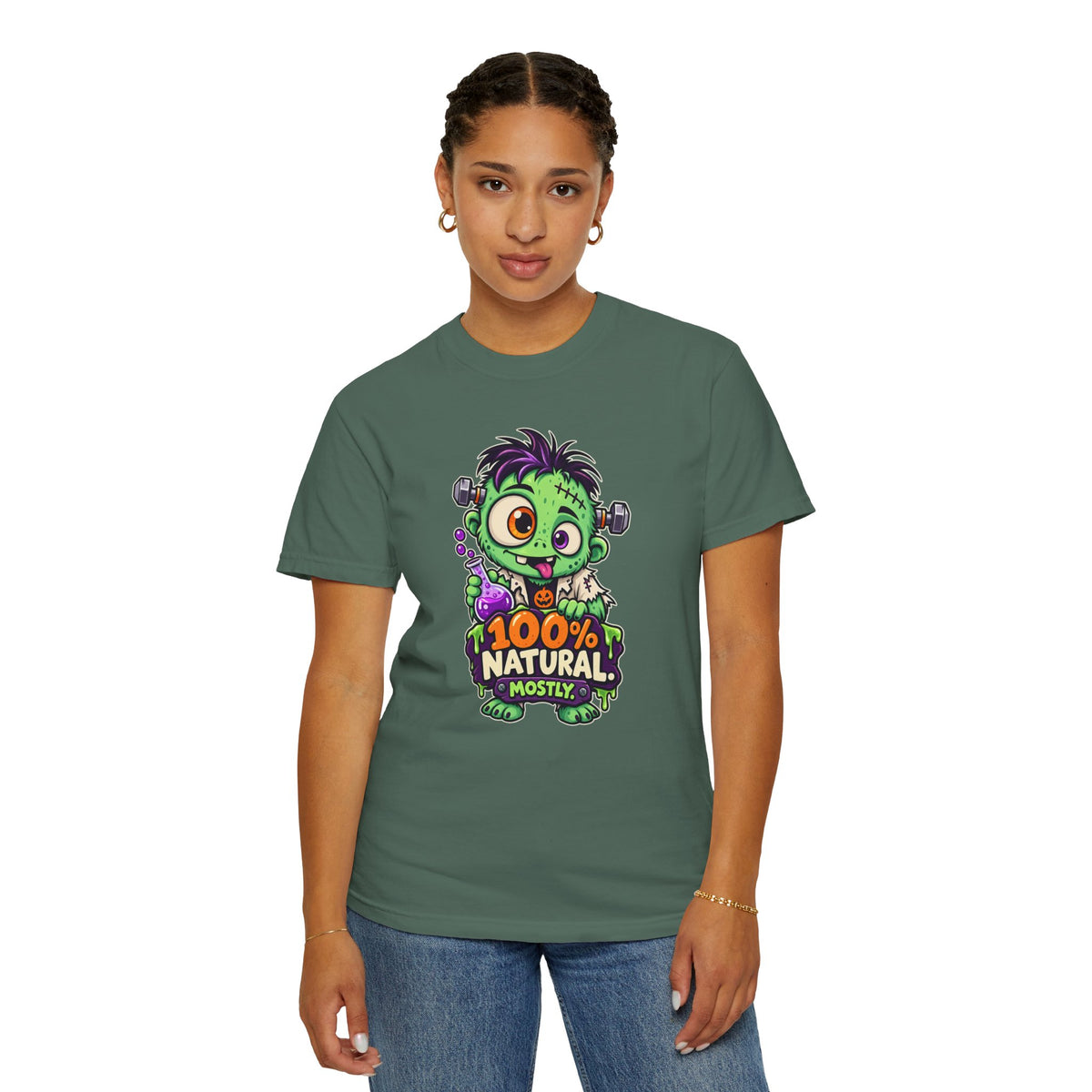 100% Natural. Mostly. – Cute Halloween Lab Monster T-Shirt