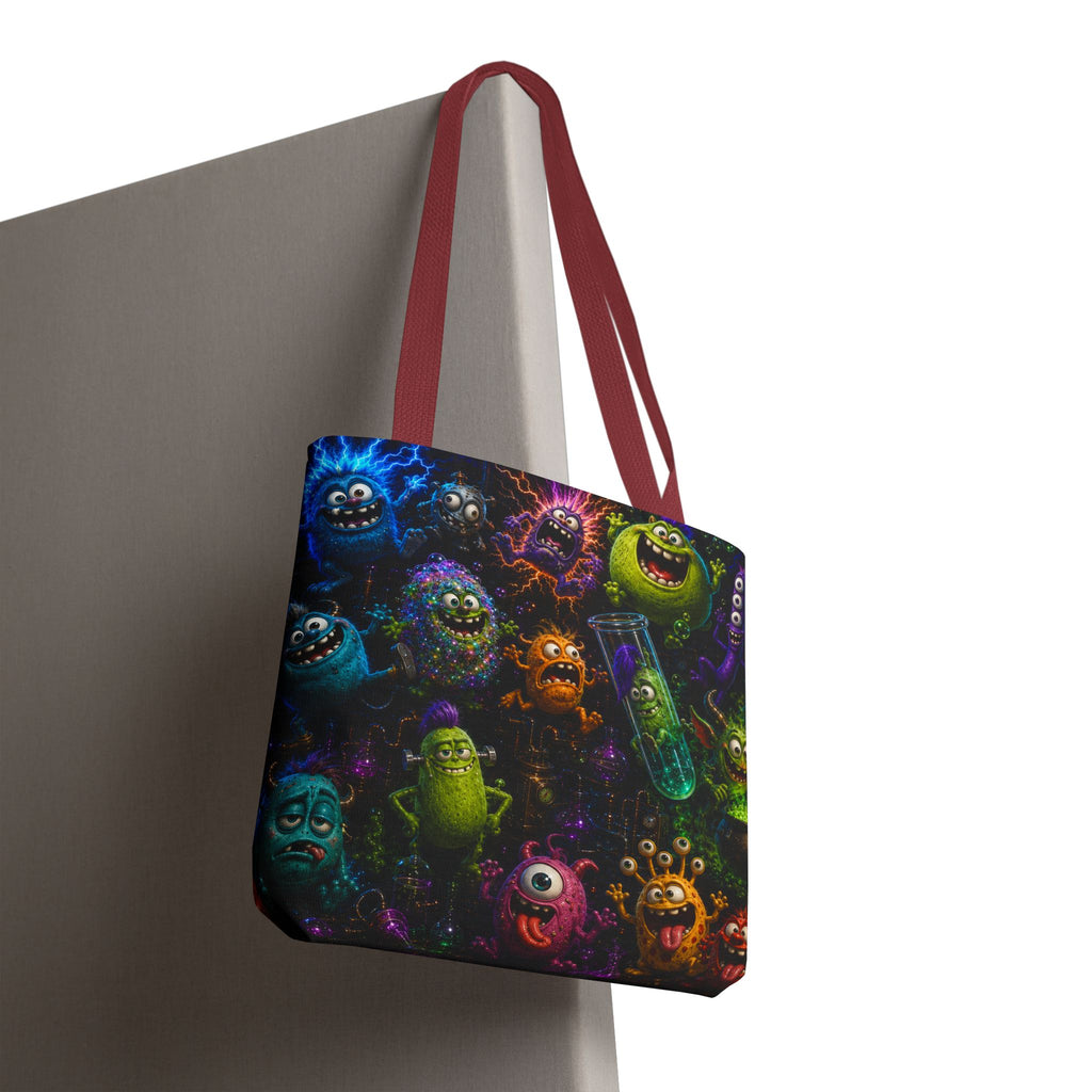 Mad Scientist Monsters Tote Bag – Colorful Laboratory Creature All-Over Print