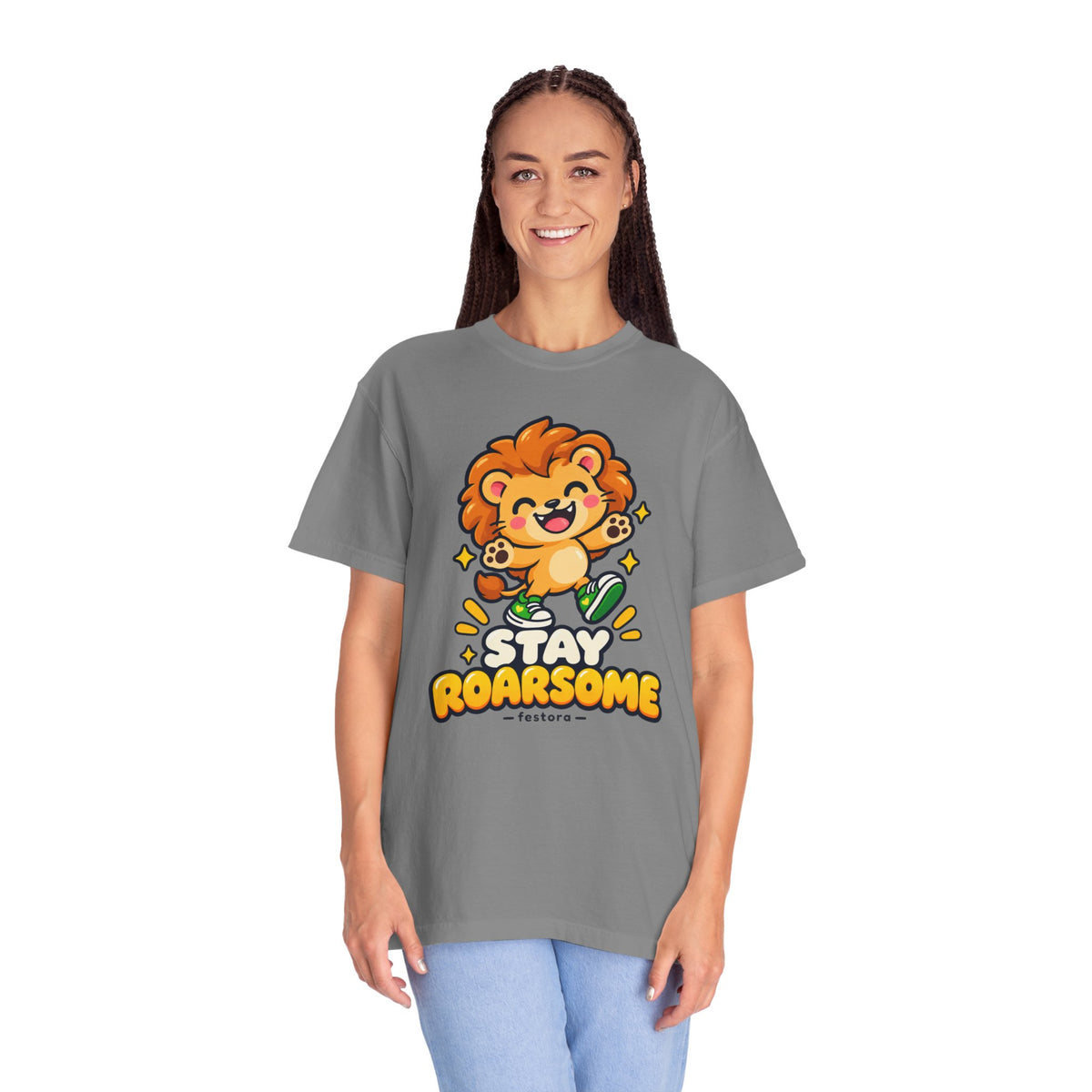 Stay Roarsome – Cute Happy Lion Graphic T-Shirt