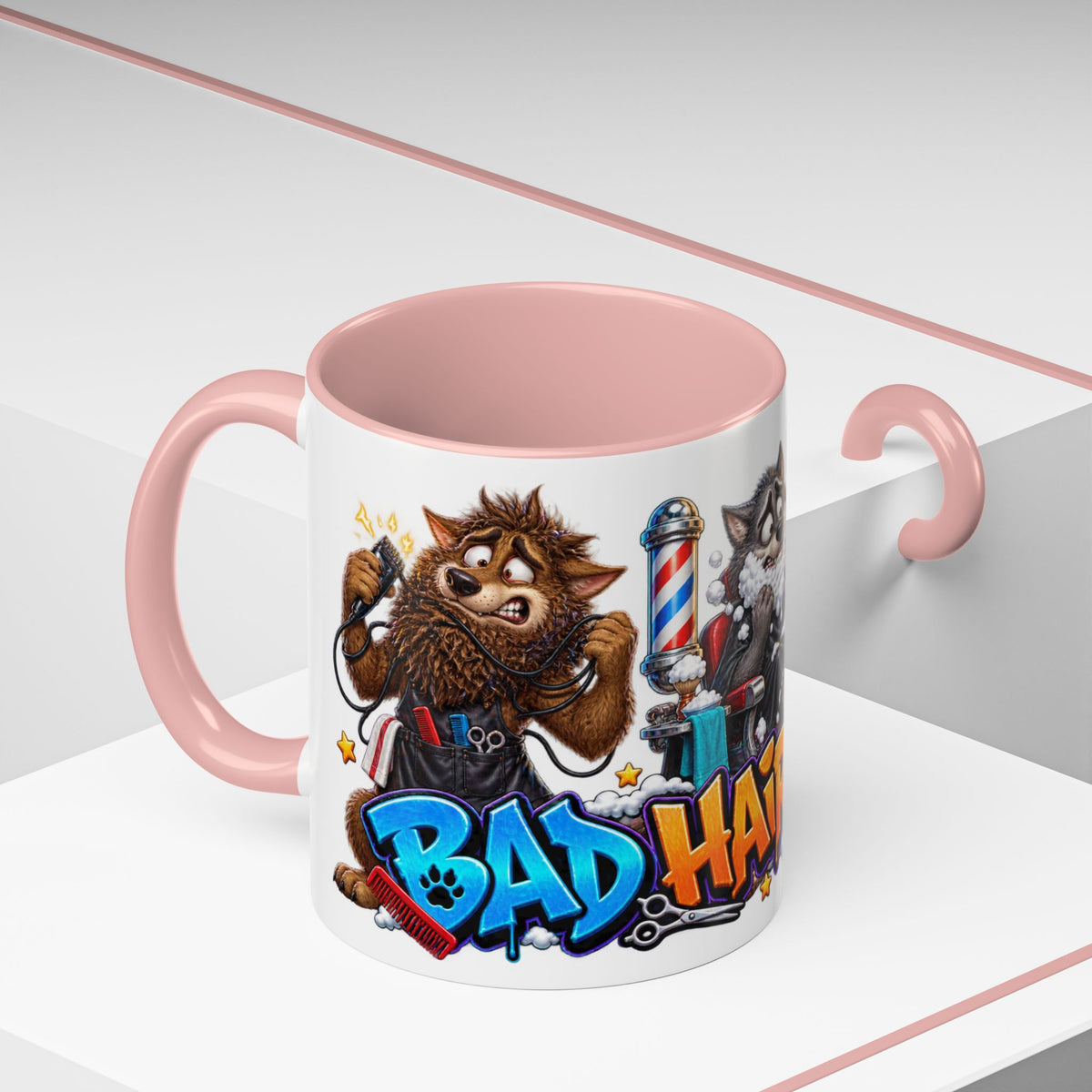 Bad Hair Night Funny Werewolf Barber Halloween White Mug