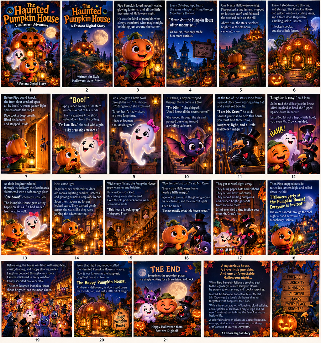 The Haunted Pumpkin House – Illustrated Halloween Storybook for Kids | Digital PDF