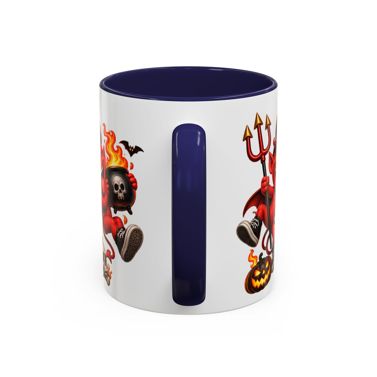 Too Hot for Halloween White Mug – Funny Devils, Flames & Spooky Design