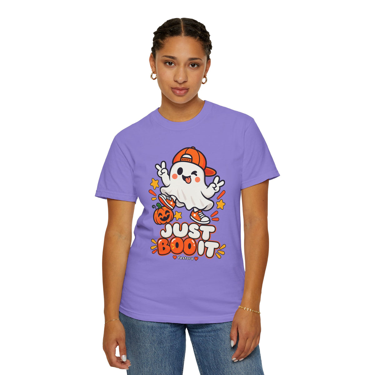 Just Boo It Halloween T-Shirt | Cute Skater Ghost Graphic Tee