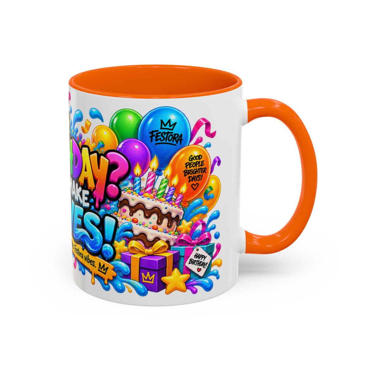 BIRTHDAY? LET’S MAKE WAVES! White Ceramic Mug – Funny Shark Birthday Coffee Cup – Original FestoraShop Design