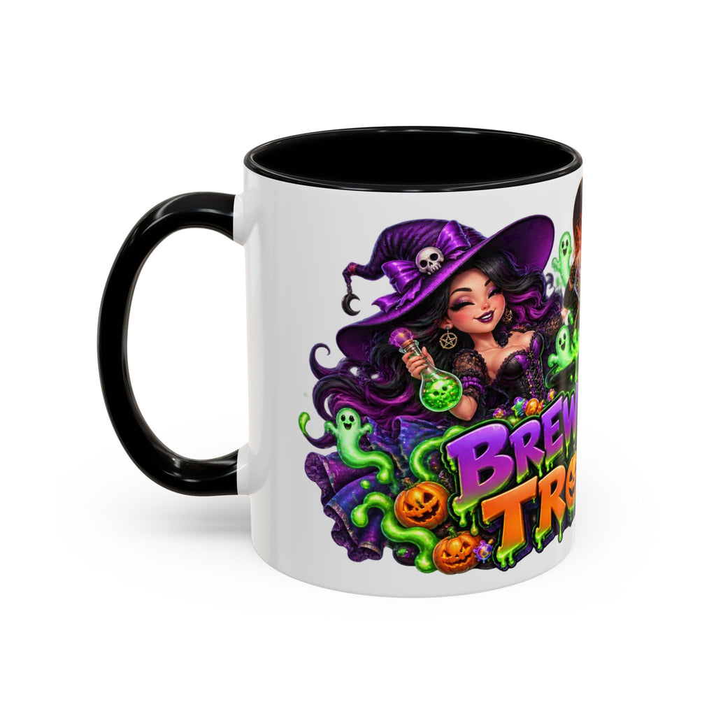 Brewing Up Trouble Witches Halloween White Mug
