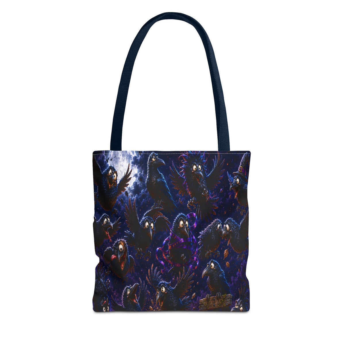Crows at Midnight Tote Bag — Gothic Raven Moon AOP Tote for Halloween & Everyday