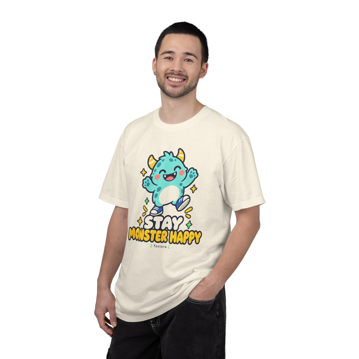 Stay Monster Happy – Cute Monster Graphic T-Shirt