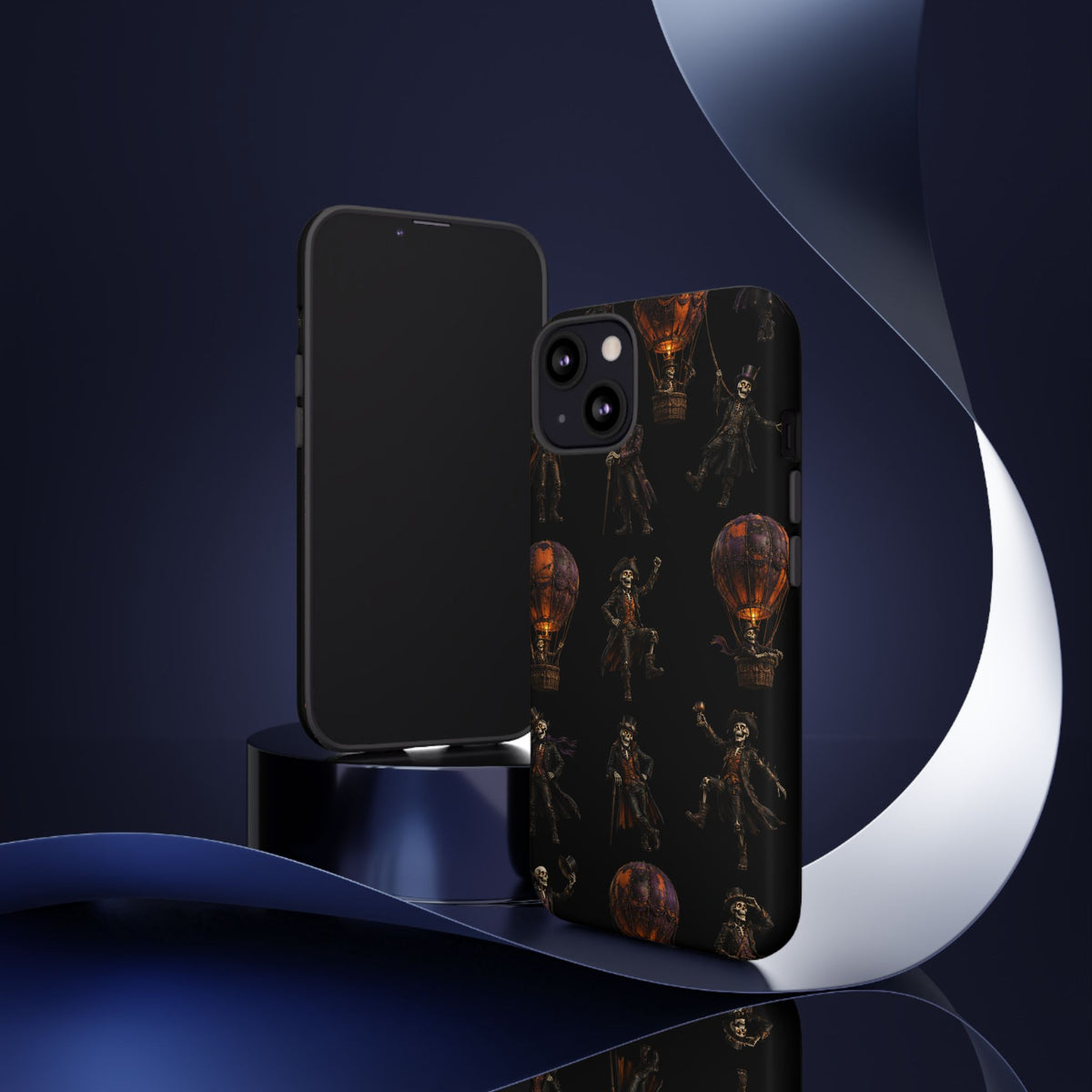 Vintage Skeleton Hot Air Balloon Phone Case - Gothic Halloween Design