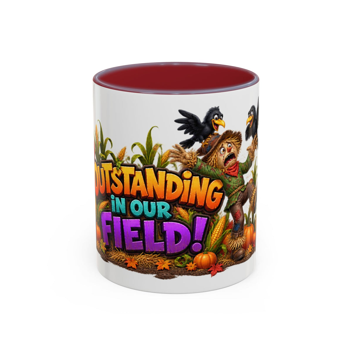 Outstanding in Our Field Funny Scarecrow Halloween White Mug