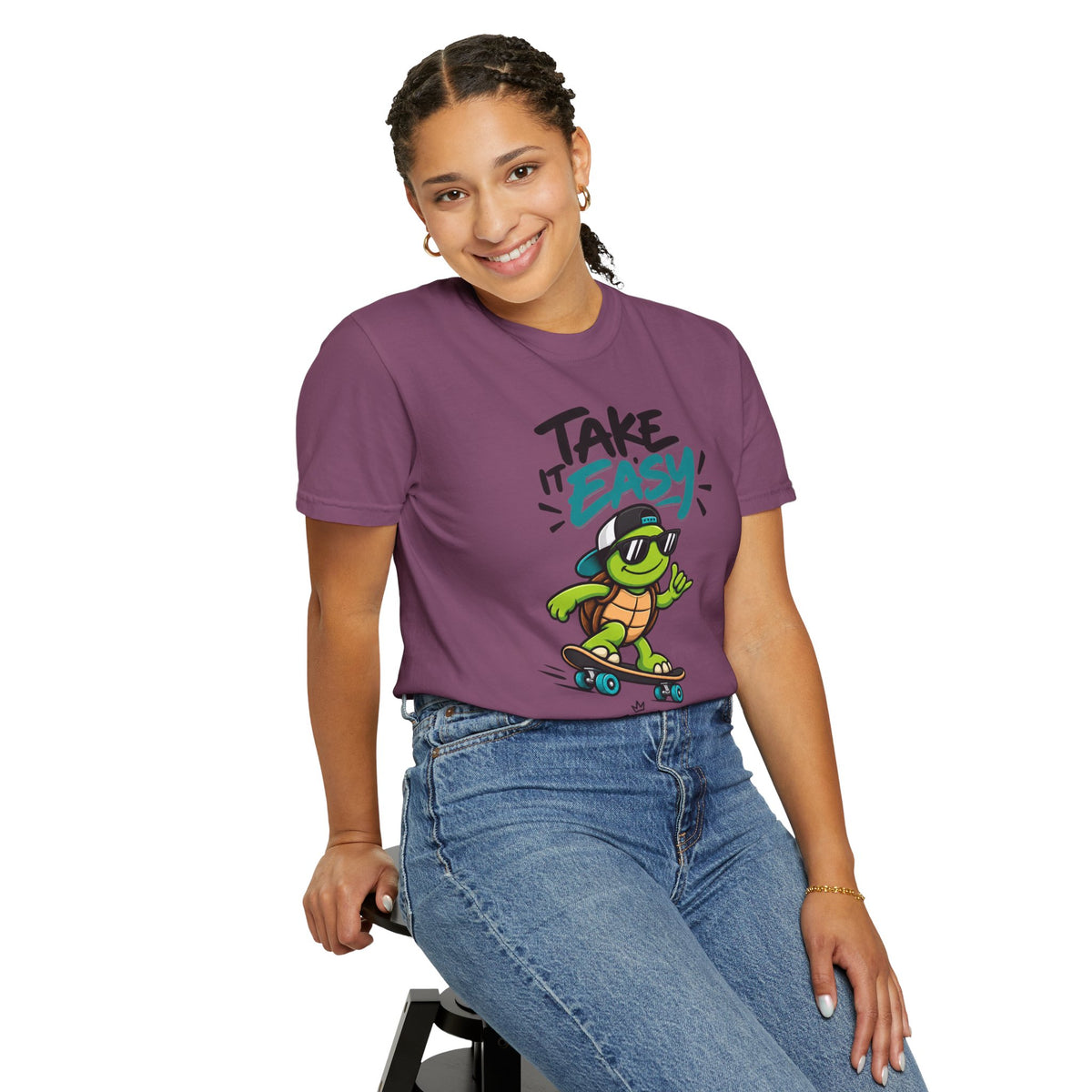Take It Easy Skate Turtle Graphic T-Shirt | Festora Everyday