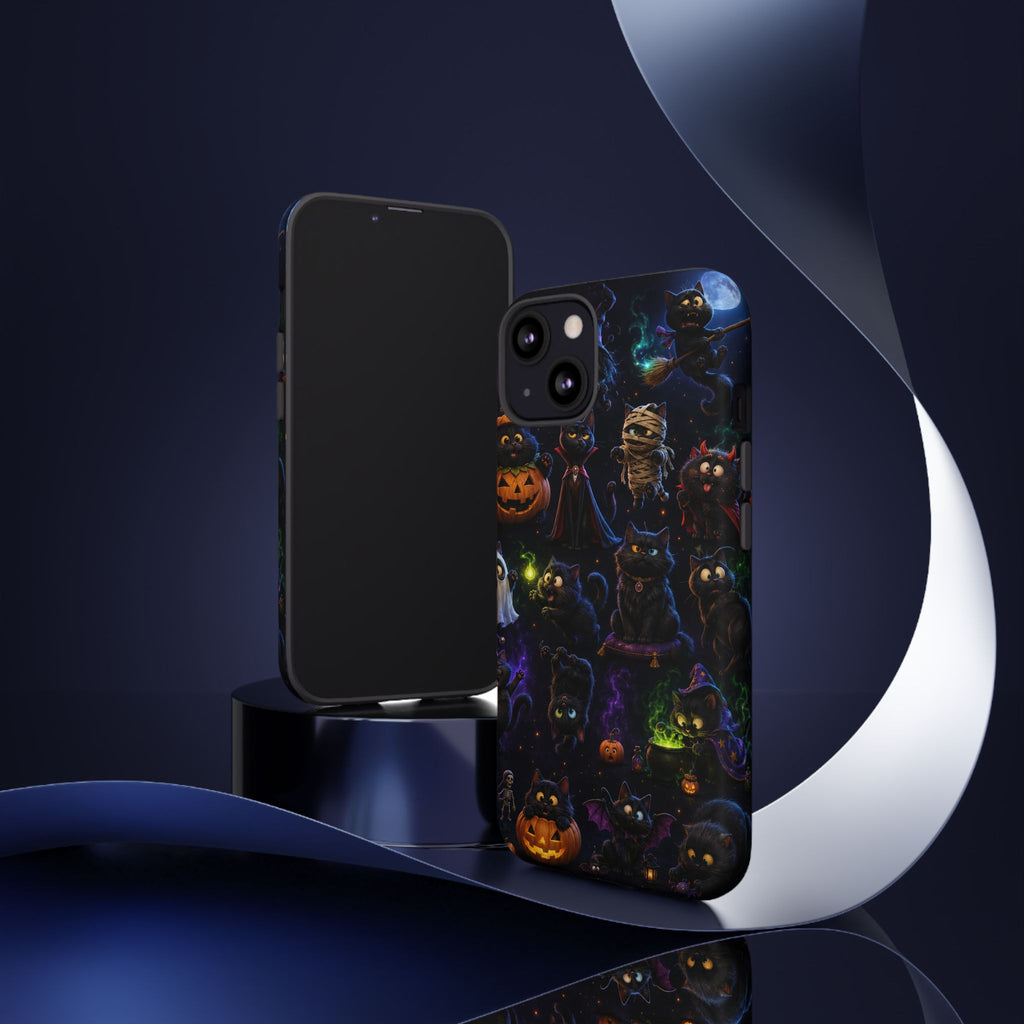 Halloween Black Cat Phone Case — Cute Spooky Pumpkins & Witchy Cats