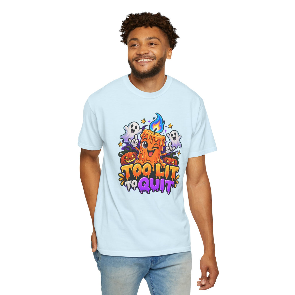 Too Lit to Quit – Funny Halloween Candle T-Shirt
