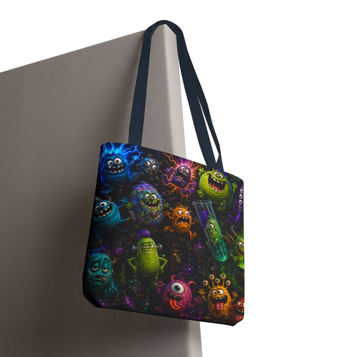 Mad Scientist Monsters Tote Bag – Colorful Laboratory Creature All-Over Print