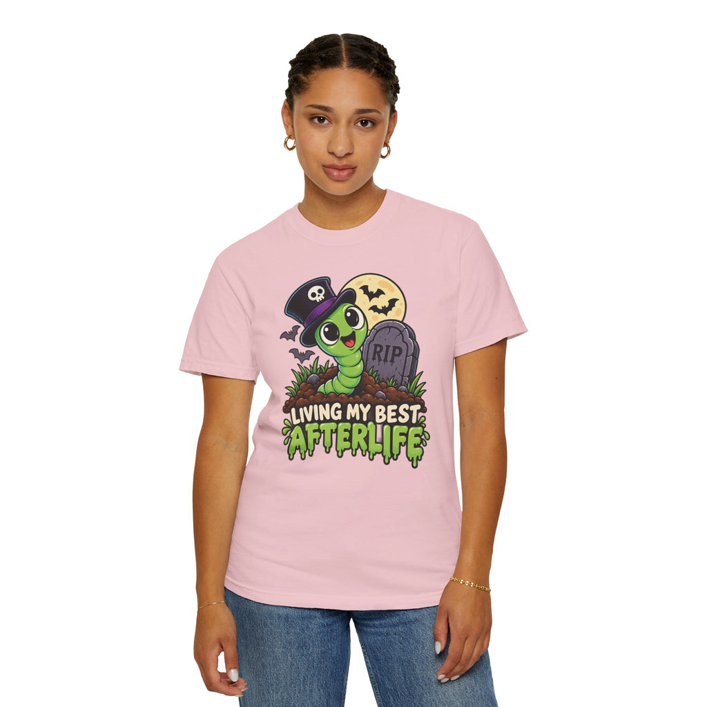 Living My Best Afterlife – Cute Halloween Graveyard Worm T-Shirt