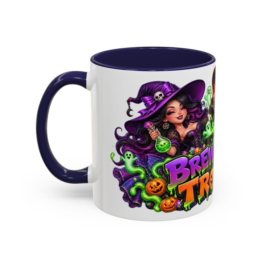 Brewing Up Trouble Witches Halloween White Mug