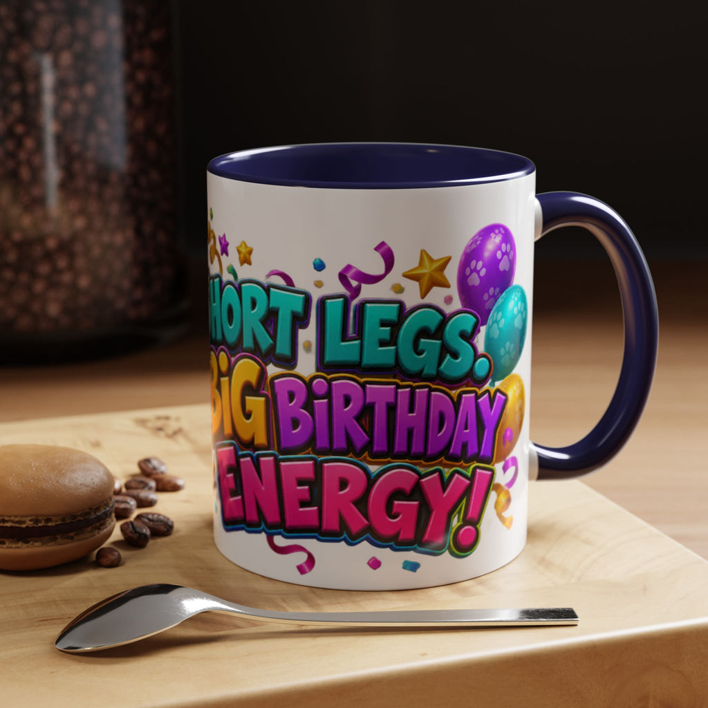 Short Legs Big Birthday Energy Basset Hound White Mug