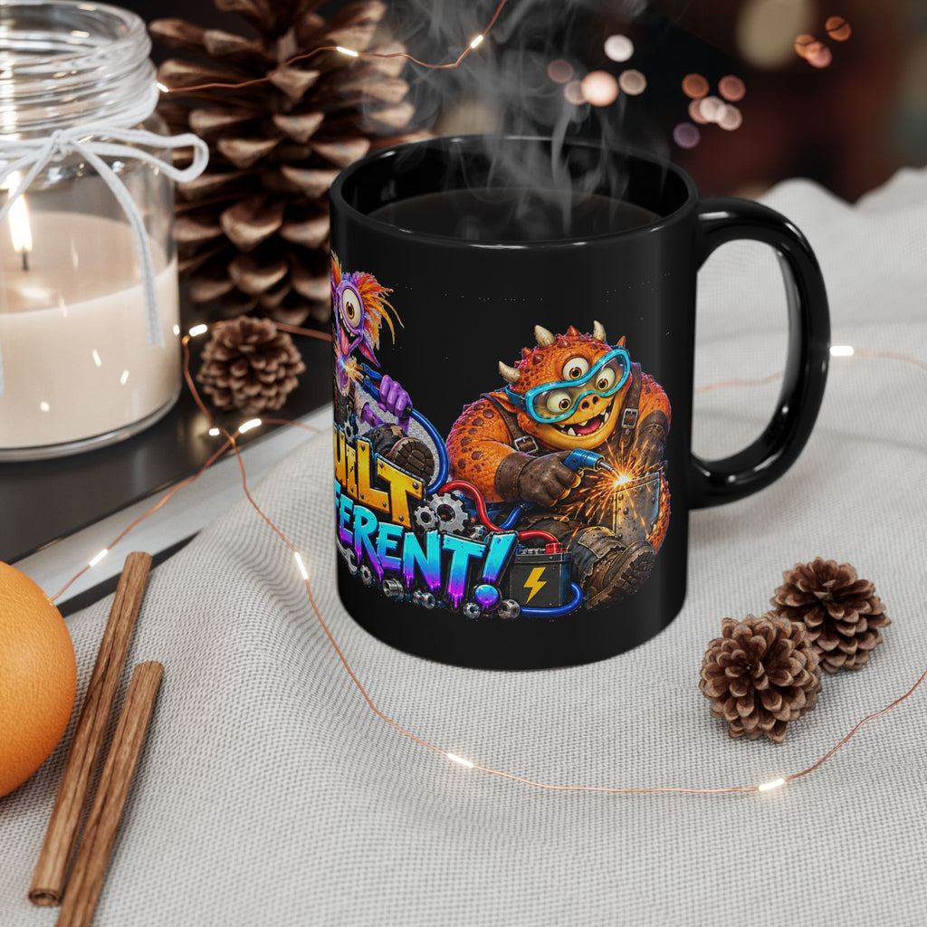 Built Different Monster Workshop Halloween Black Mug