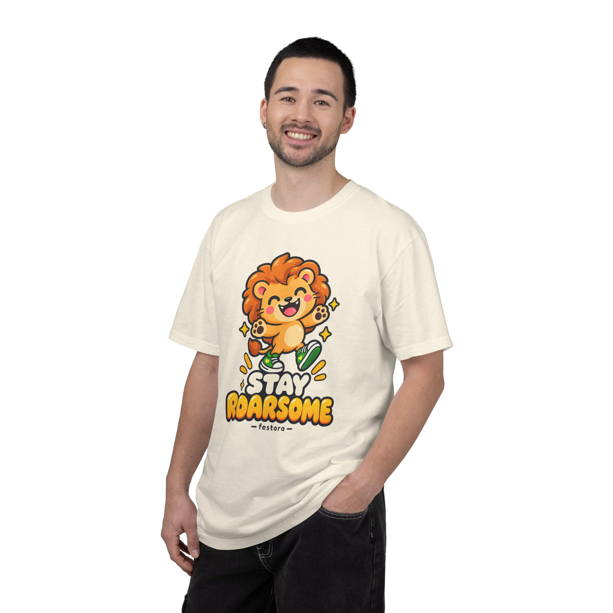 Stay Roarsome – Cute Happy Lion Graphic T-Shirt
