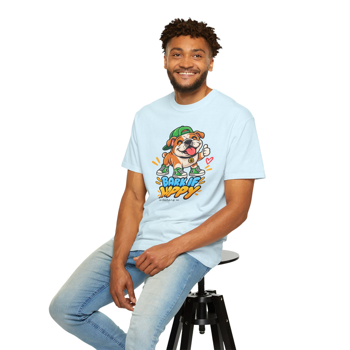 Bark If Happy – Cute Bulldog Graphic T-Shirt