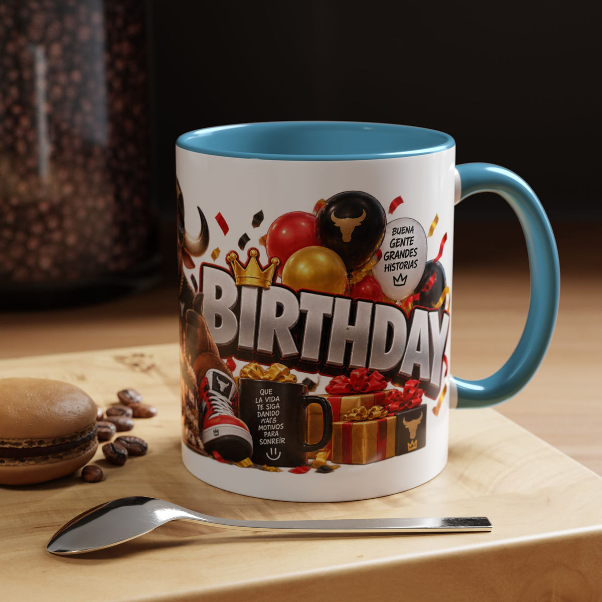 Happy Birthday Bull Mug – Colorful 3D Birthday Gift – White Coffee Mug